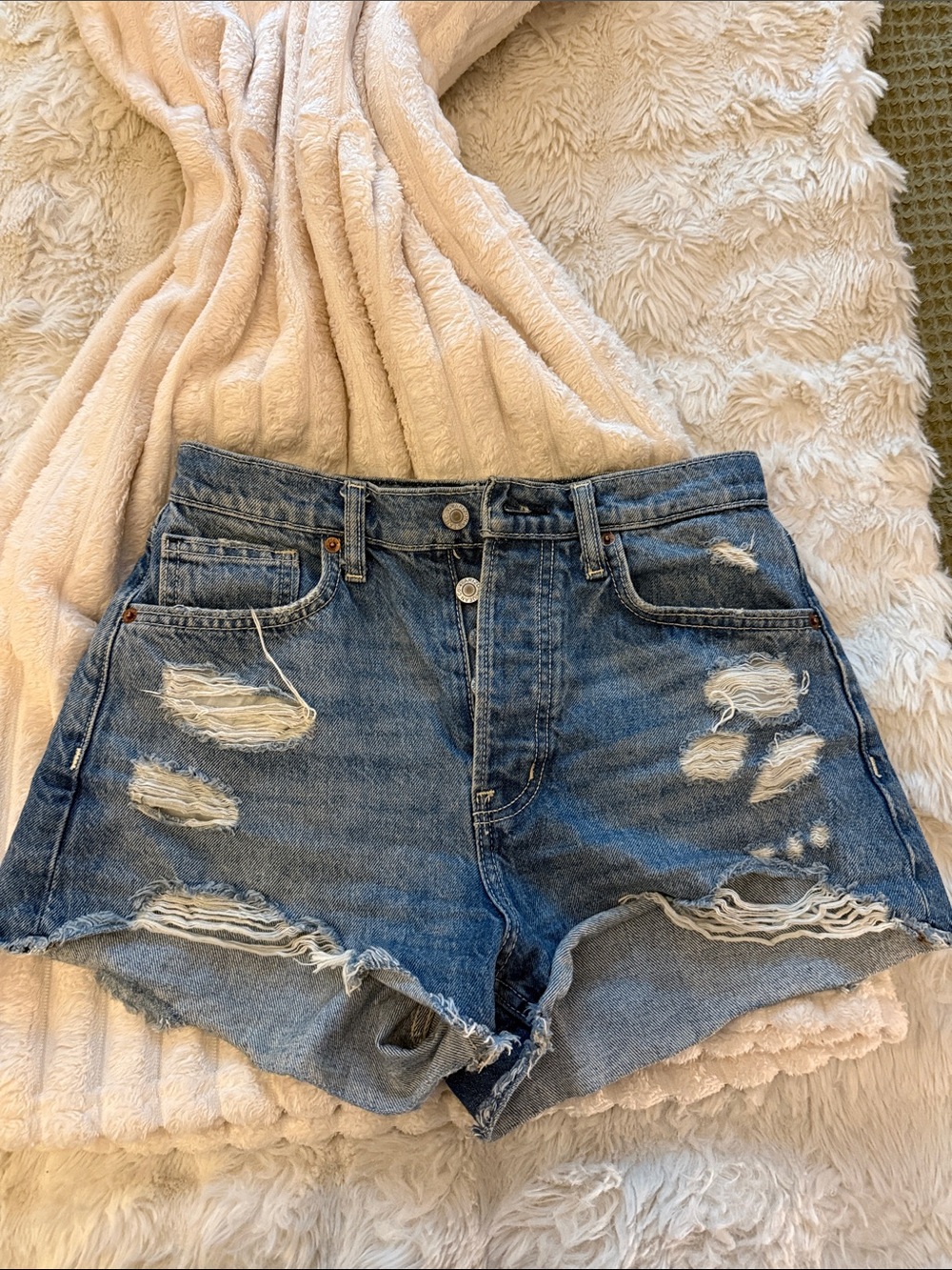 Arizona Jean Company Distressed Blue Denim Shorts